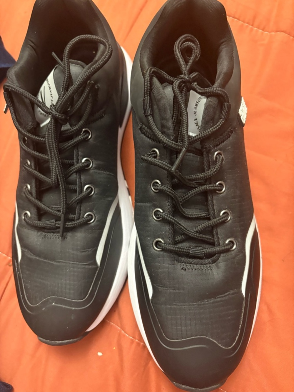 Versace Jeans Collection Black and White Men's Lace-Up Sneakers. Size 9.